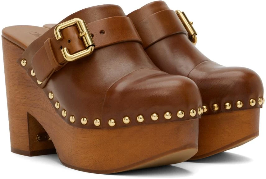 Chloé Brown Jeannette Wedge Clogs 4