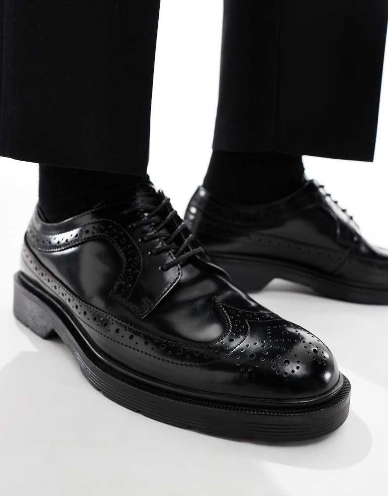 Jack & Jones Jack & Jones leather brogue in black
