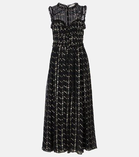 Ulla Johnson Kasia silk-blend lamé midi dress 1