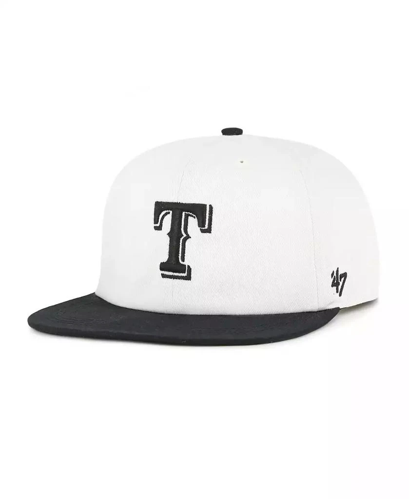 47 Brand Men's White/Black Texas Rangers Foundation Captain Snapback Hat 2