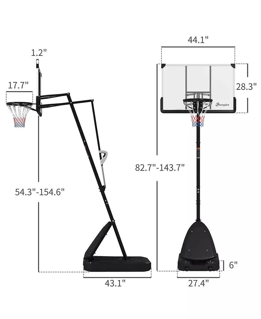 Soozier Portable Basketball Hoop 4.9-10
Height Adjustable Basketball Goal 3
