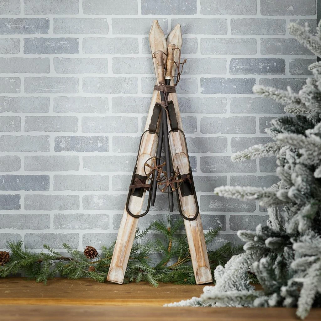 Hivvago Decorative Pair of Skis and Poles 36"H 2