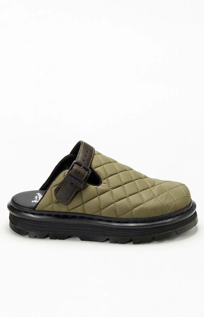 Dr. Martens Olive Zebzag Quilted Canvas Slingback Platform Mules