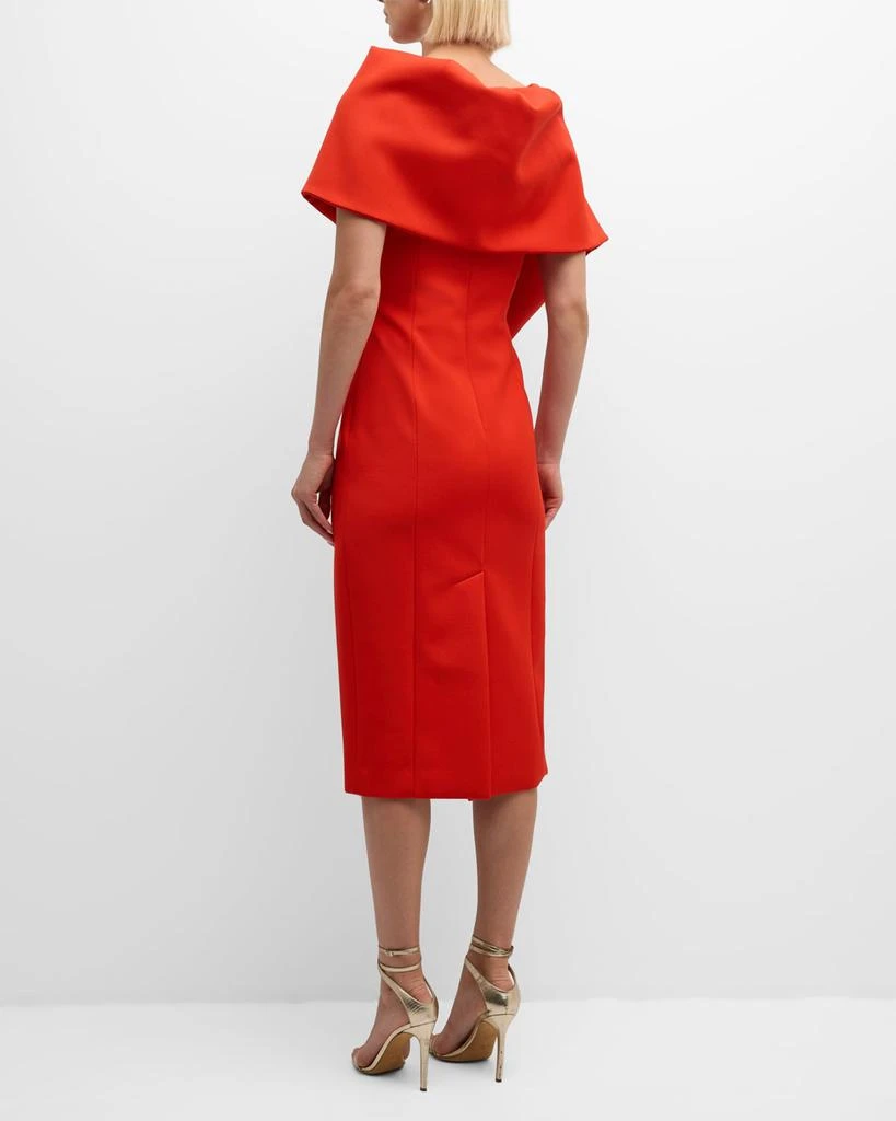 Oscar de la Renta Foldover-Neck Bonded Wool Tailoring Midi Dress 4