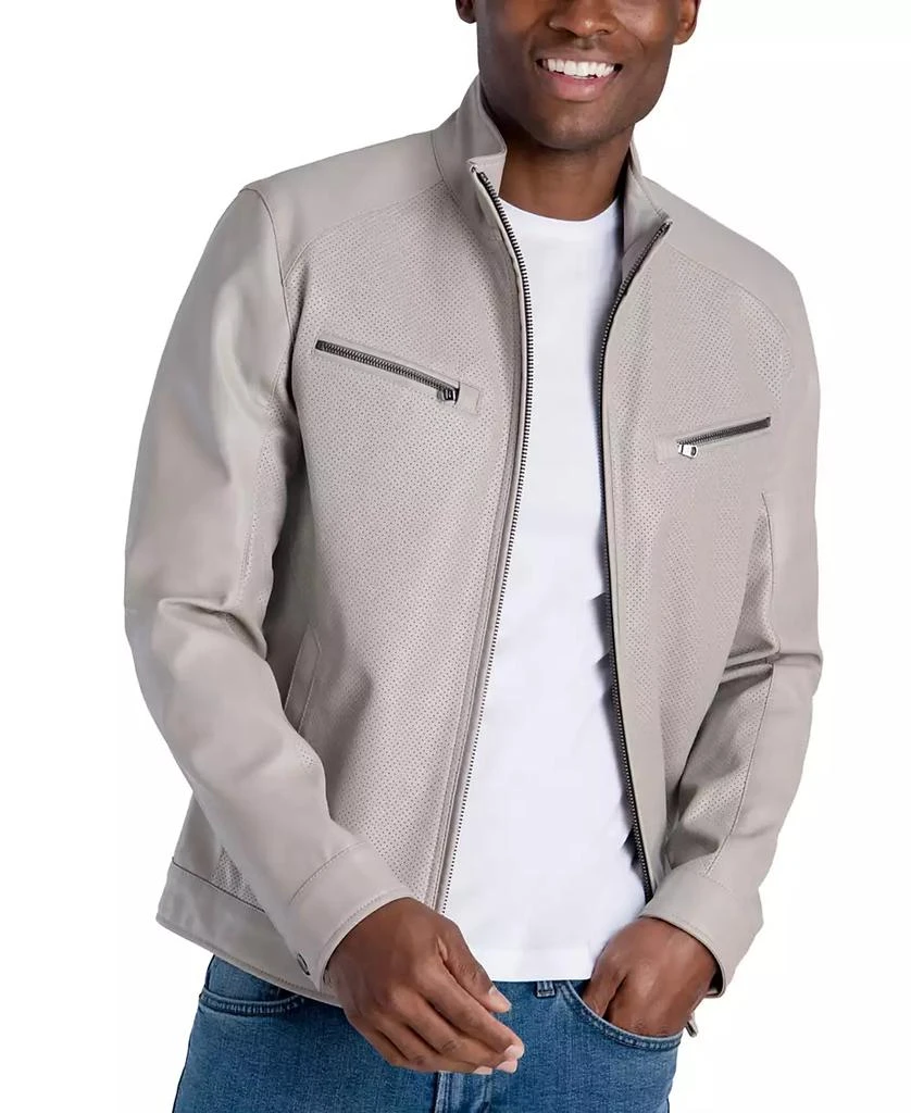 Michael Kors Men's Perforated Faux Leather Hipster Jacket, Created for Macy's 1