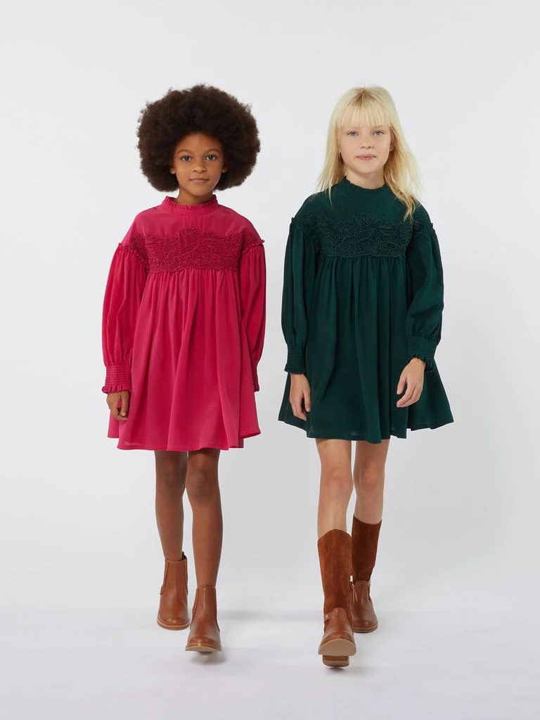 Chloé Chloé Girls Silk And Lace Detail Ceremony Dress in Pink 5