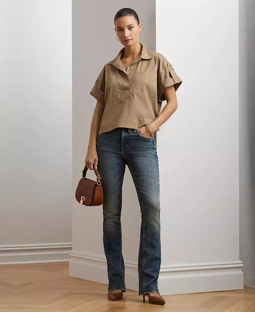 Ralph Lauren Women's Cotton-Blend Short-Sleeve Camp Shirt 4