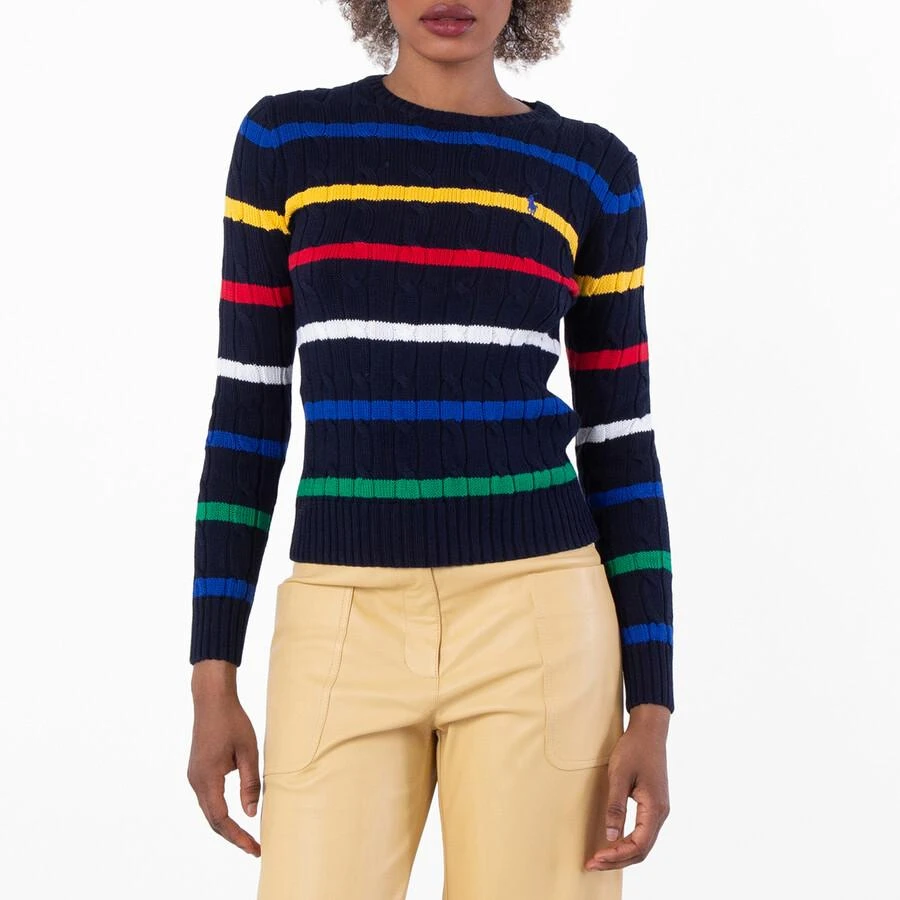 Ralph Lauren Striped Cable-Knit Cotton Sweater