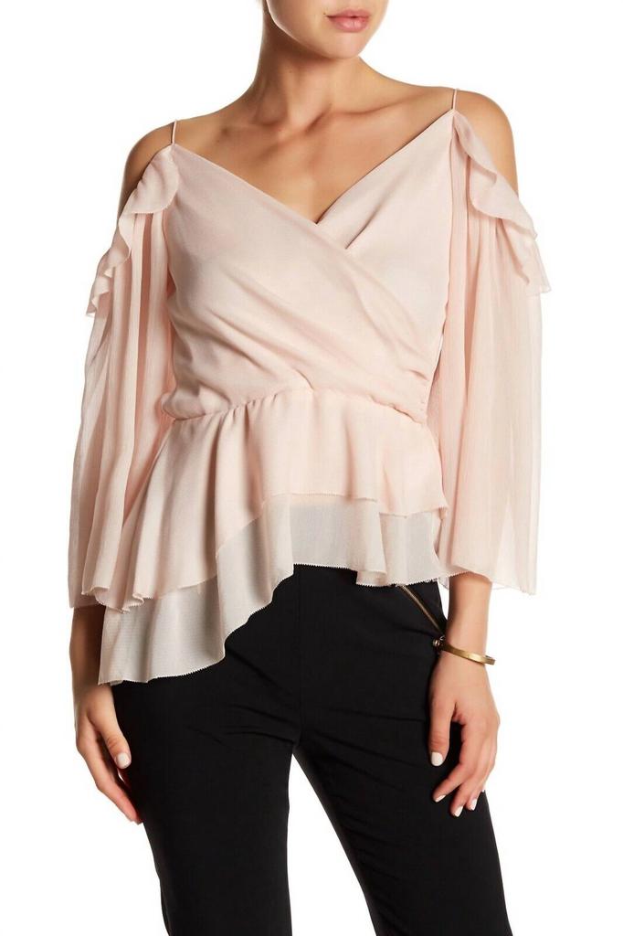 Rachel Zoe Rachel Zoe - Silk Ruffle Blush Off Shoulder Top
