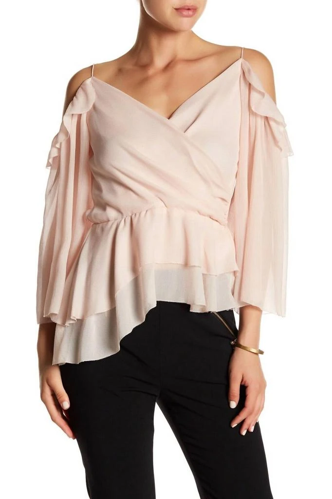 Rachel Zoe Rachel Zoe - Silk Ruffle Blush Off Shoulder Top 1