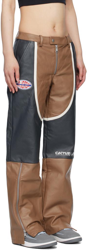 Jordan Brown & Black Travis Scott Edition Leather Pants