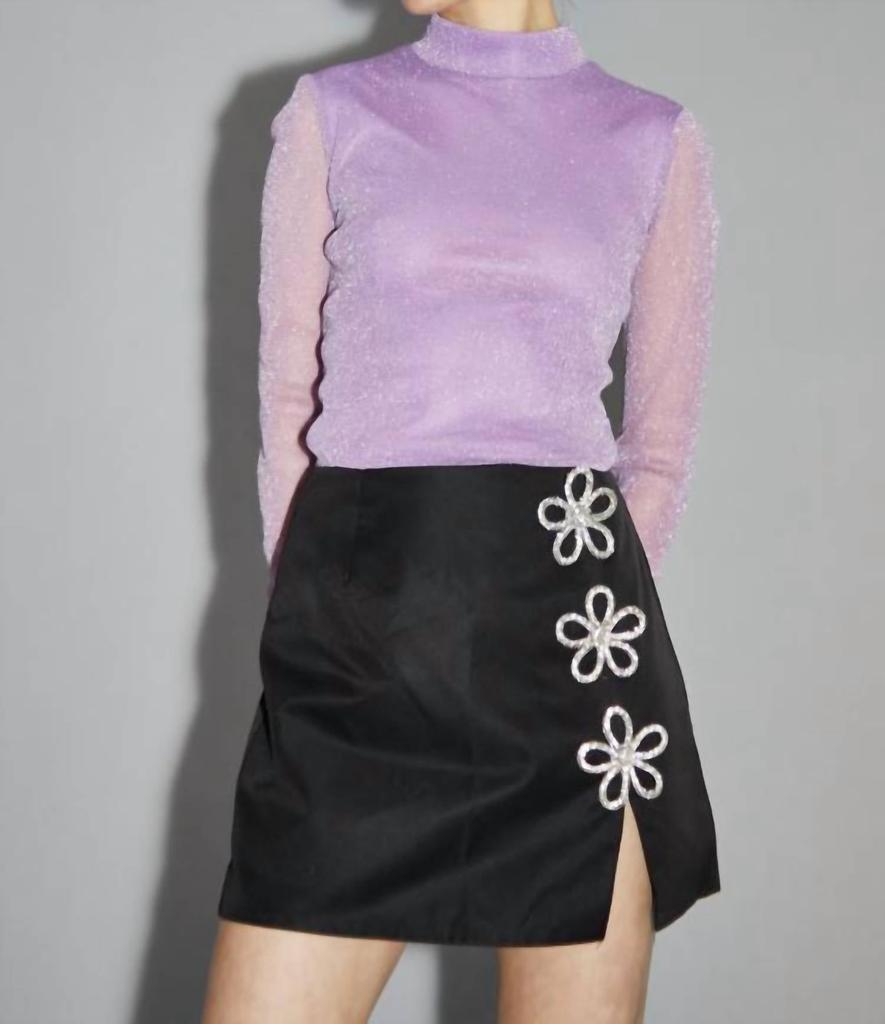 Glamorous Corrine Flower Trim Mini Skirt In Black