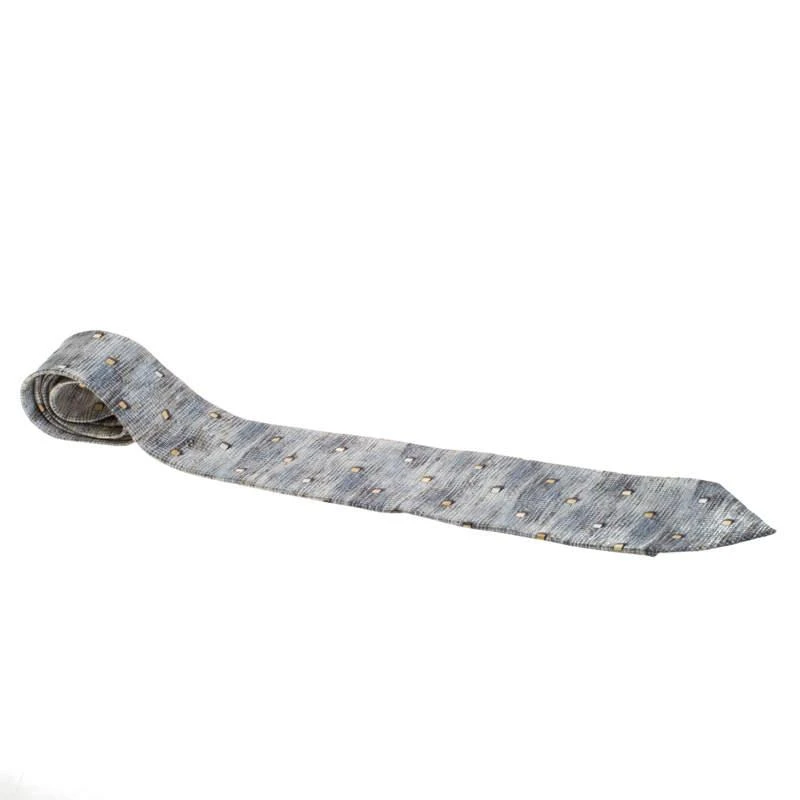 Zegna Ermenegildo Zegna Vintage Grey Cube Print Silk Tie 1