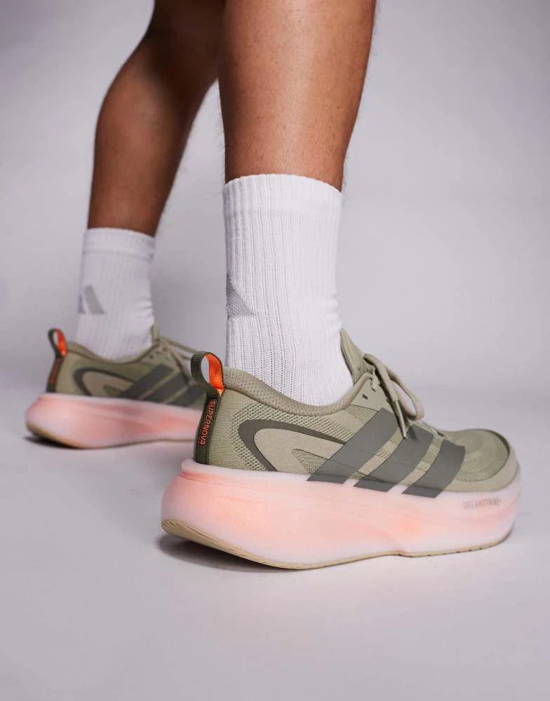Adidas adidas Running Supernova Glide trainers in olive green and orange 3