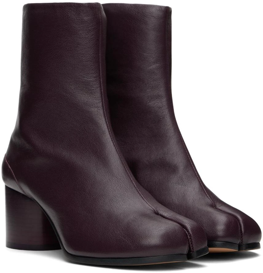MAISON MARGIELA Burgundy Tabi Ankle Boots 4
