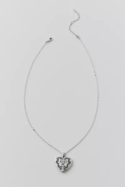 Urban Outfitters '90s Silver-Plated Kiss Me Heart Charm Necklace