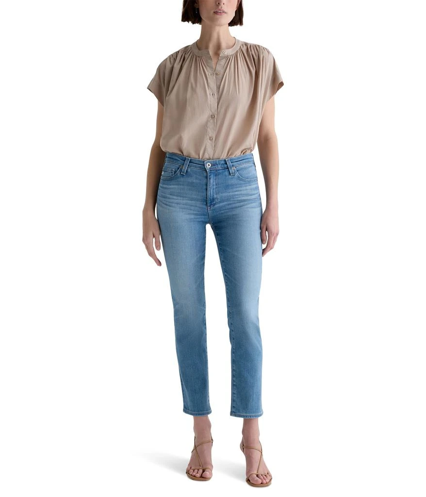 AG Jeans Mari Mid-Rise Slim Straight Crop Jeans in Atlantis 6