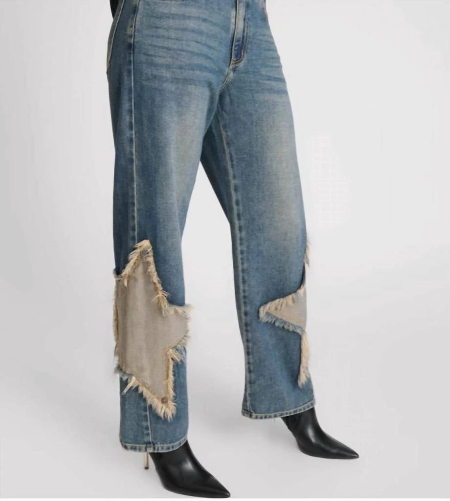One Teaspoon One Teaspoon - Memphis Star Jackson Mid Waist Wide Leg Jeans 4