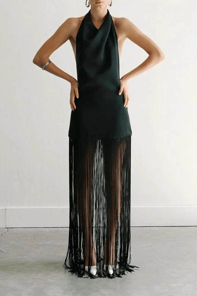 Ila - Anika Fringe Maxi Dress  On Sale Now with Up to 59% Off | Discover  Exclusive Deals & Savings at BeyondStyle  Authentic ILA women > dresses >  maxi|1131200070|black|clothing|dresses|maxi|polyester|solid|women with