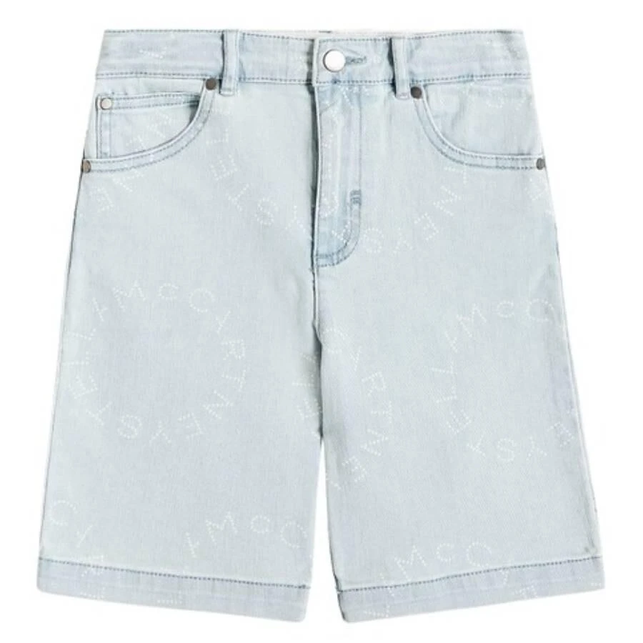 Stella McCartney Stella McCartney Kids Logo Print Denim Shorts, Size 6Y