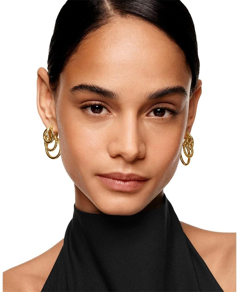 David Yurman DY Mercer Triple Ring Drop Earrings in 18K Yellow Gold with Diamonds, 35.6mm 5
