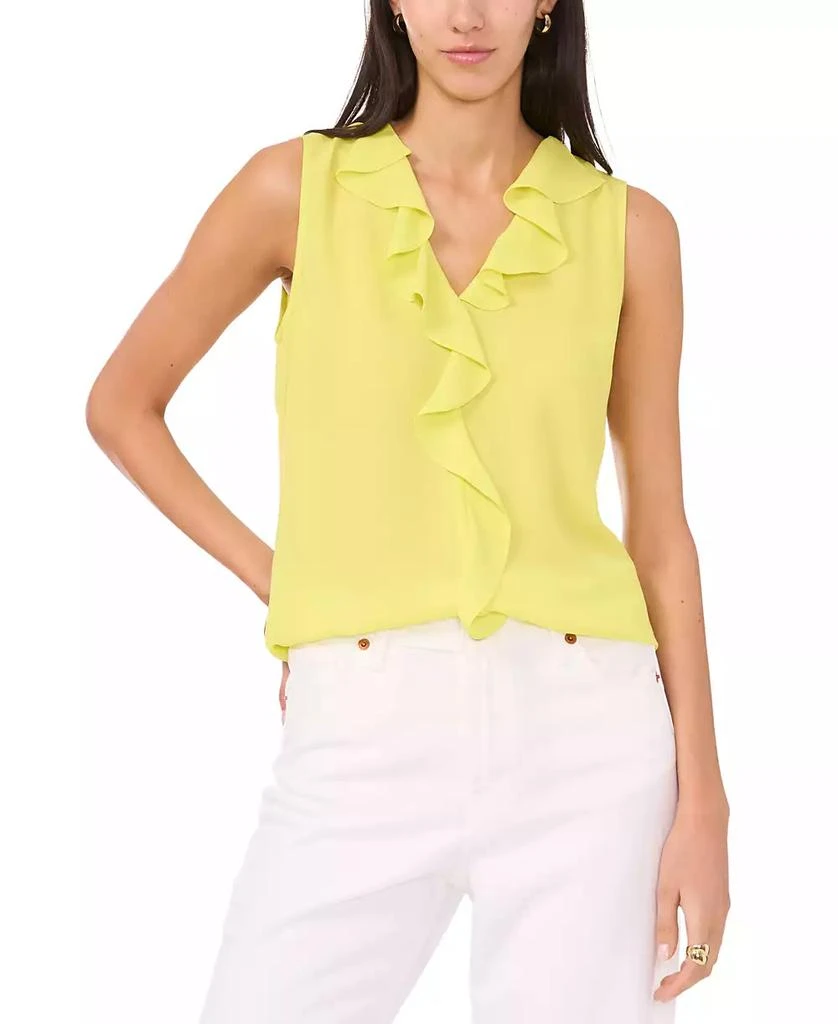 Vince Camuto Women's Solid Sleeveless Ruffled Top 1