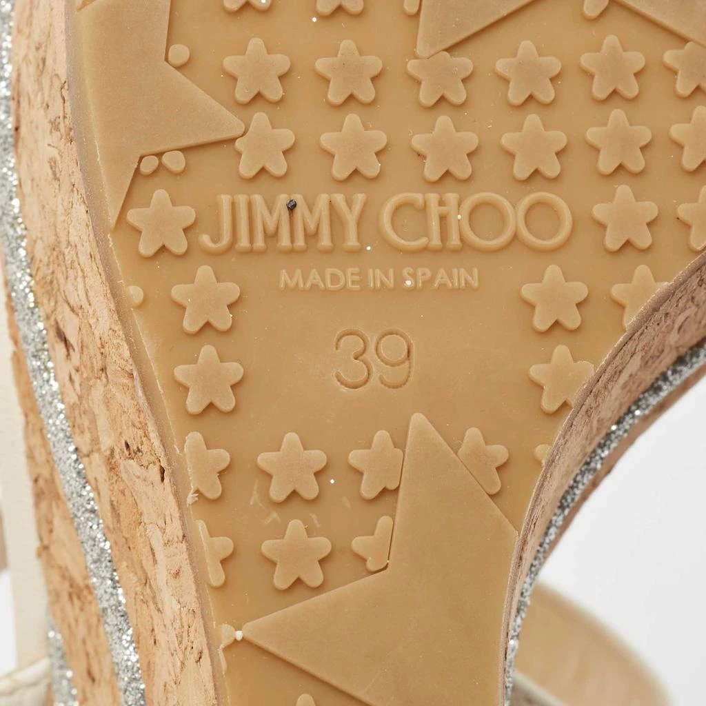 Jimmy Choo Jimmy Choo Cream Leather Wedge Sandals Size 39 8