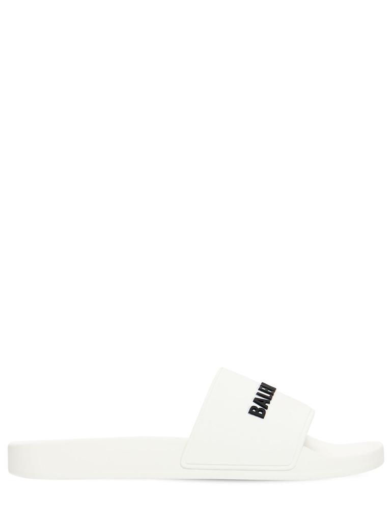 BALENCIAGA Logo Rubber Pool Slide Sandals