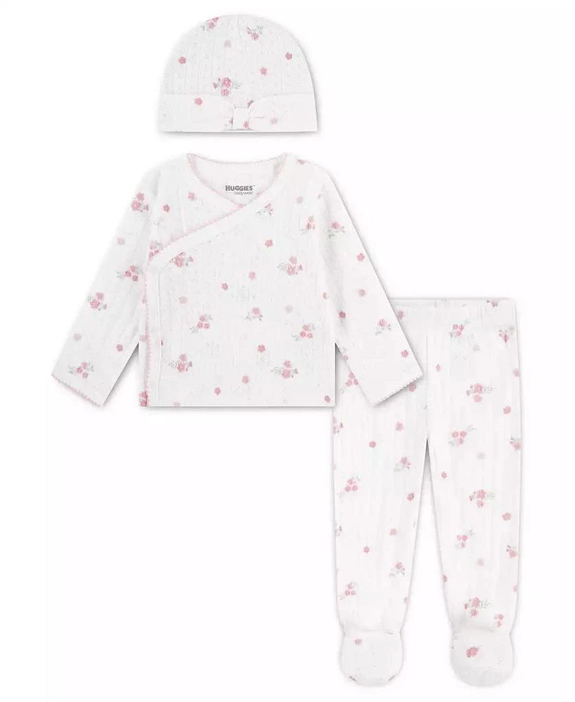 Huggies Baby Girls
 Top, Footed Pants, and Hat, 3-piece Set