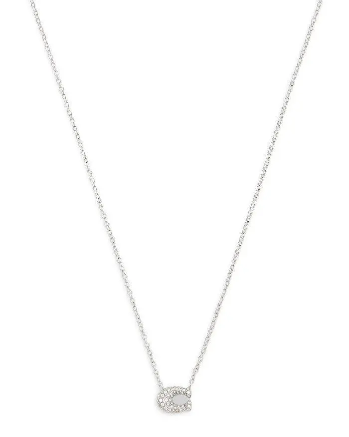 Coach Pavé Signature C Pendant Necklace, 16-18"