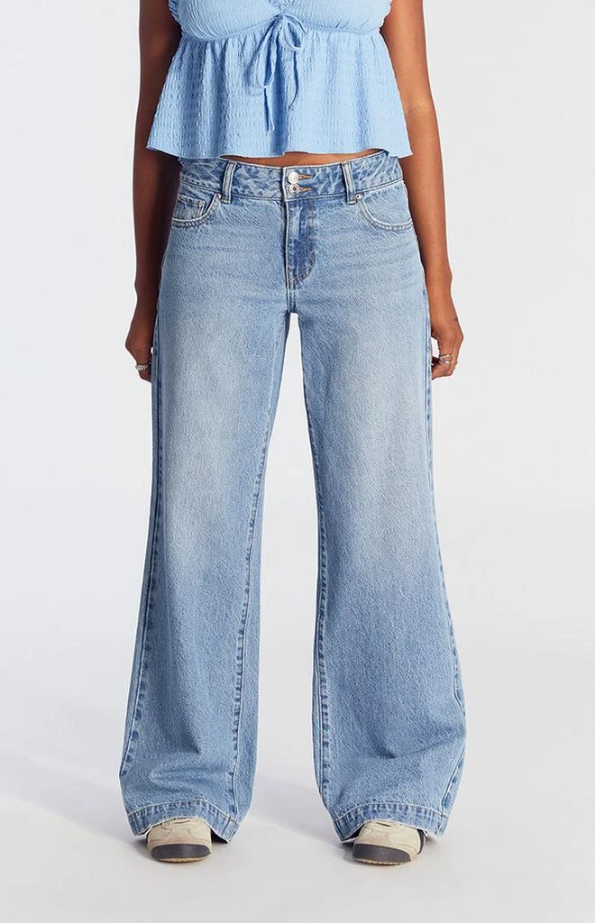 PacSun Casey Double Button Low Rise Baggy Jeans Medium Indigo 3