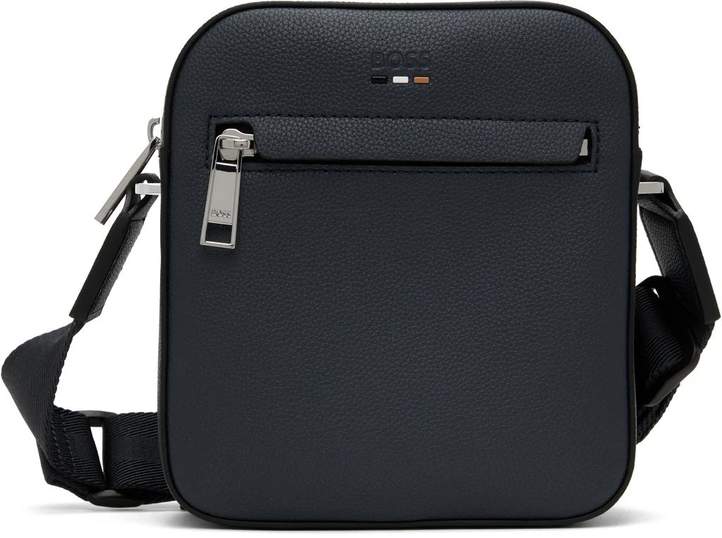 Hugo Boss Navy Grained Faux-Leather Reporter Bag 1