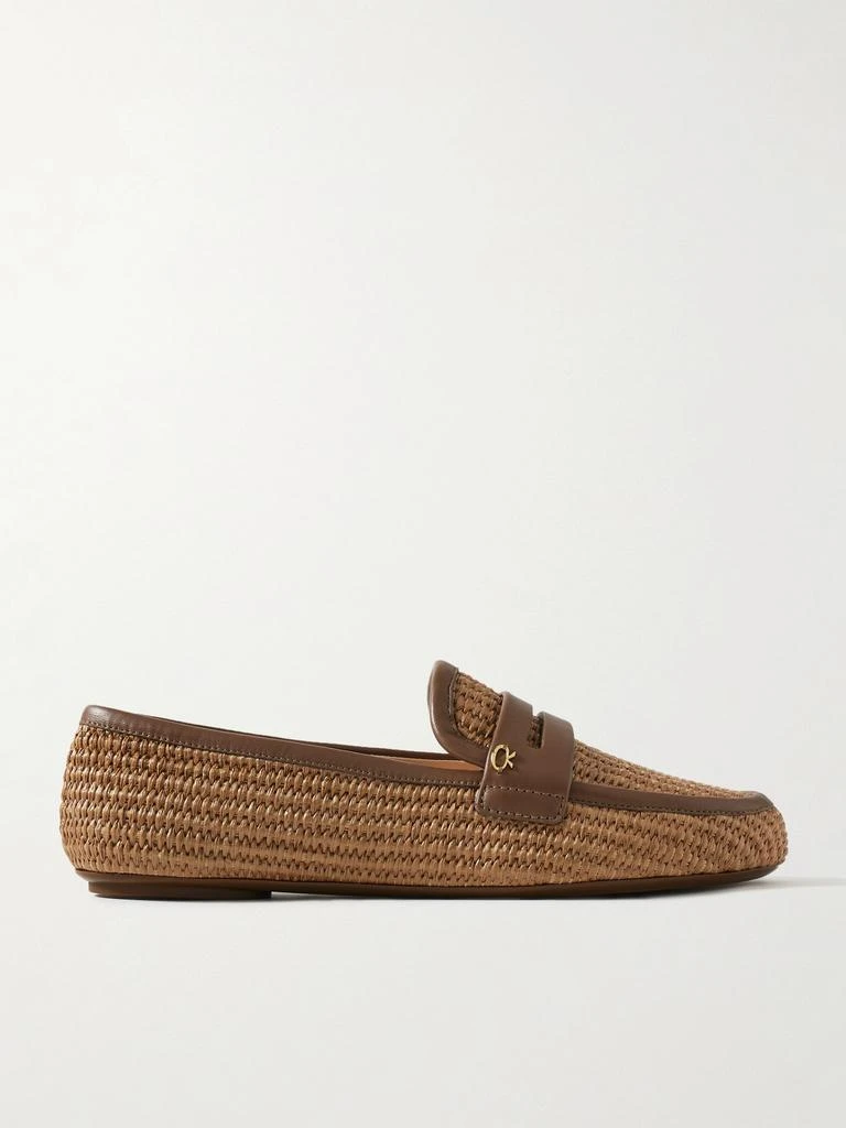 Gianvito Rossi Giorgia 皮革边饰拉菲草乐福鞋  - IT36 1