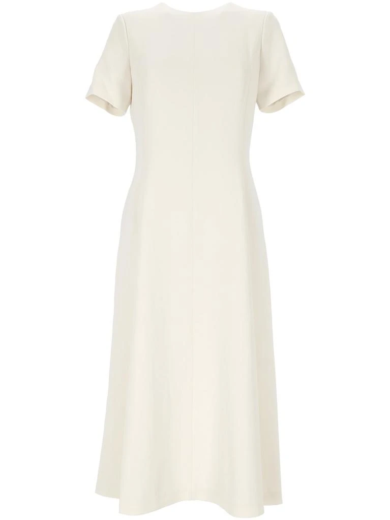 theory crepe midi dress THEORY Stretch-crepe wrinkle resistant midi dress in Black Large MSRP $425