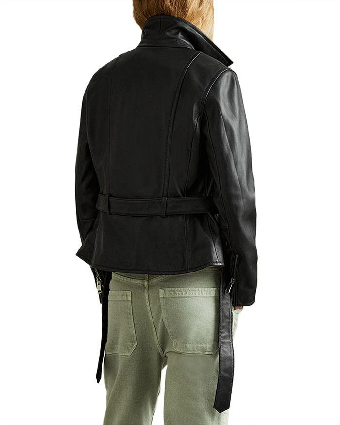 REISS Febe Belted Leather Moto Jacket 3