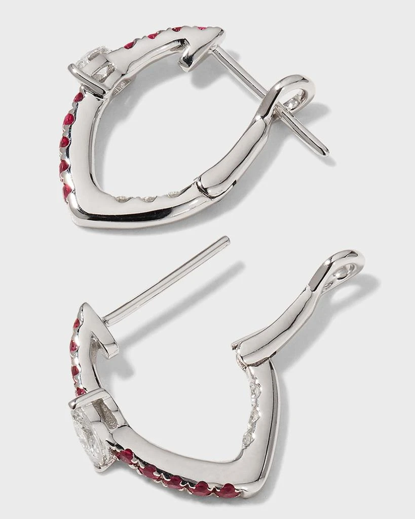 Frederic Sage White Gold Small Slanted Marquise Center Ruby Hoop Earrings 4