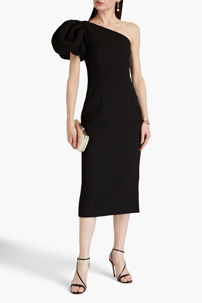 REBECCA VALLANCE Andie one-shoulder cloqué midi dress 2