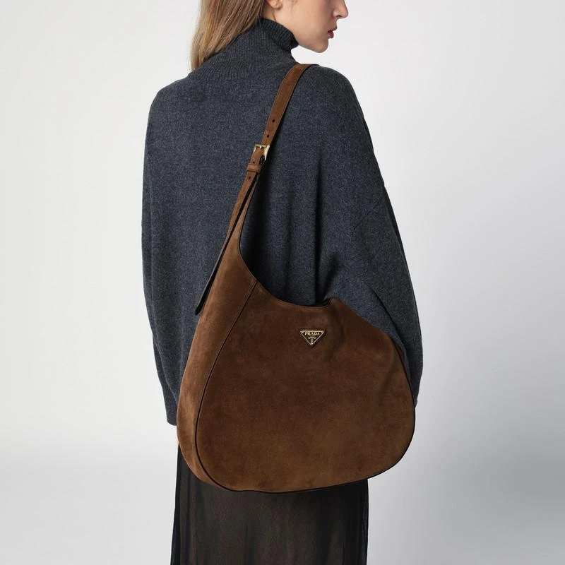 Prada Large brown suede bag 2
