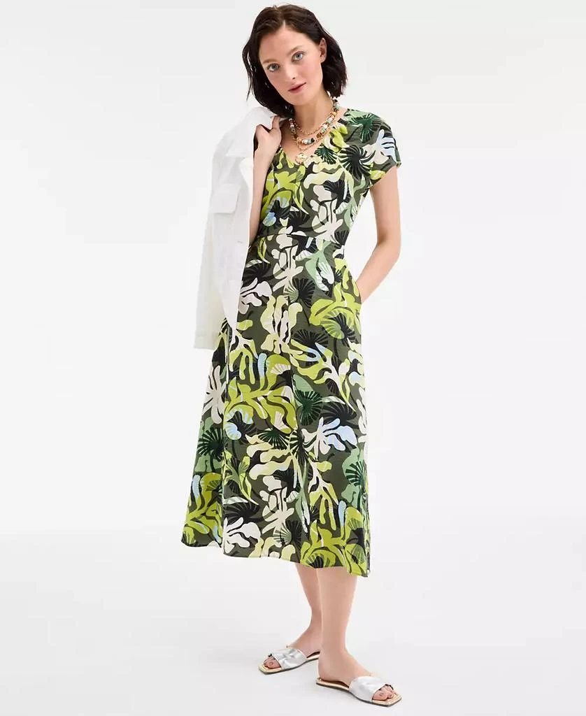 On 34th Women's Flutter-Sleeve Printed Textured Midi Dress, Exclusively at Macy's 2