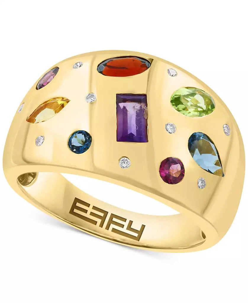 Effy EFFY® Multi-Gemstone (1-1/2 ct. t.w.) & Diamond (1/20 ct. t.w.) Mixed-Cut Scatter Ring in 14k Gold-Plated Sterling Silver 1