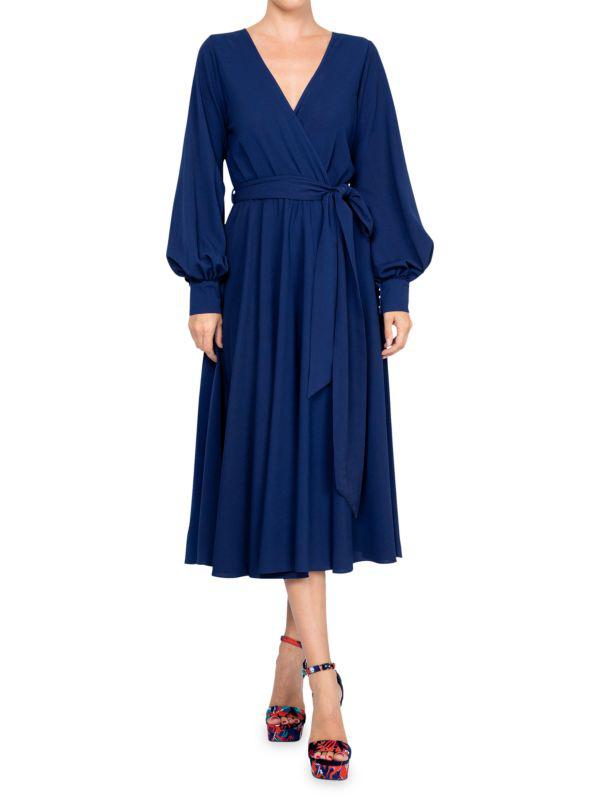 Meghan LA LilyPad Solid-Hued Midi Wrap Dress