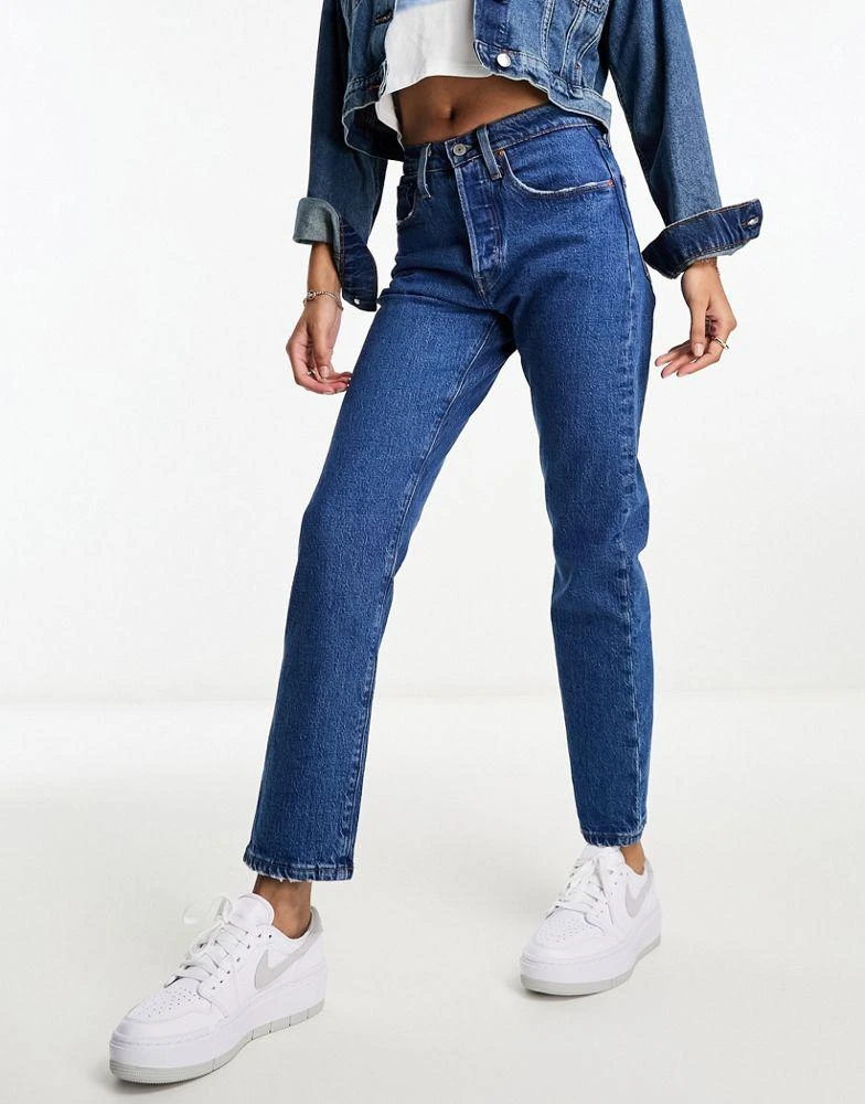 Levi's Levi's 501 straight fit crop jeans in mid blue 5