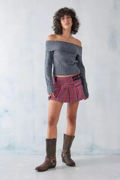 Urban Outfitters UO Washed Tartan Mini Buckle Kilt Skirt 3