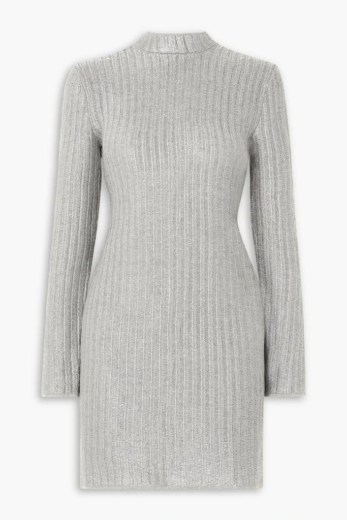 Tom Ford Metallic ribbed cotton-blend mini dress 1