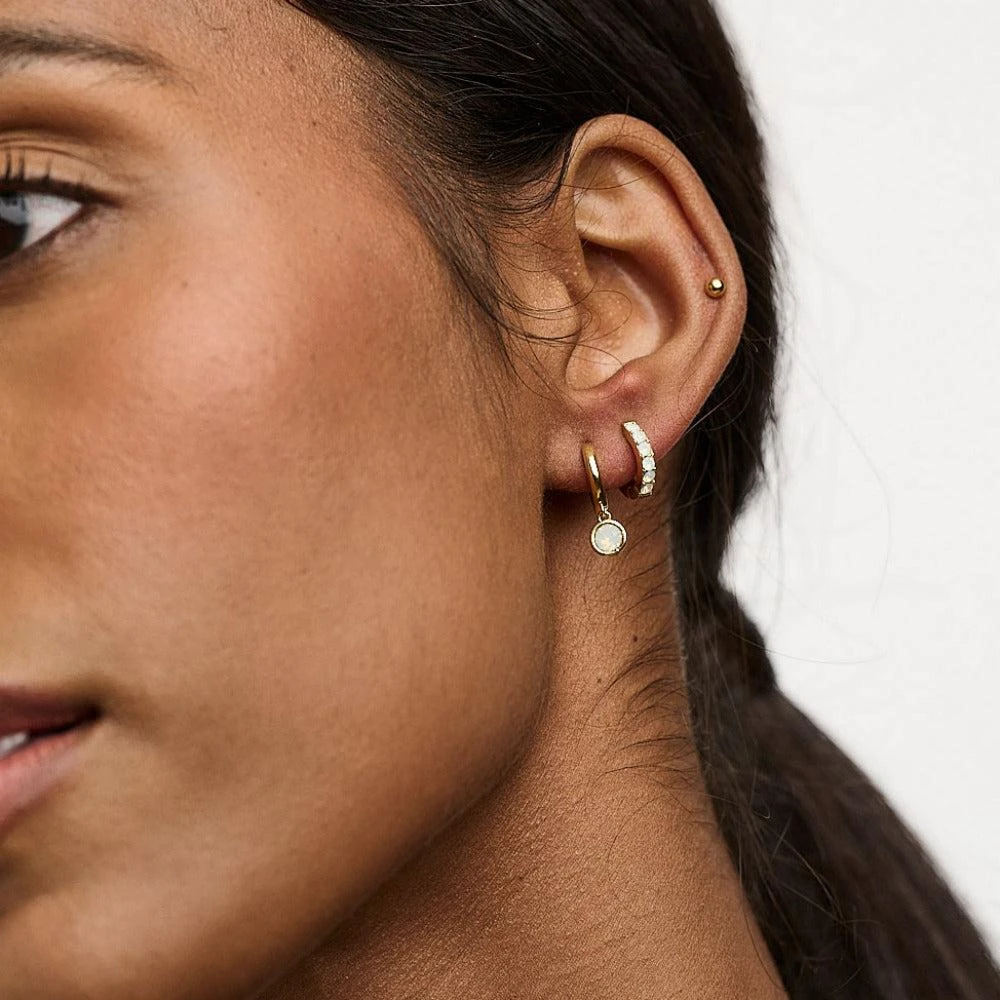 Orelia London White Opal Drop Huggie Hoop Earrings Made With Swarovski Crystals 3
