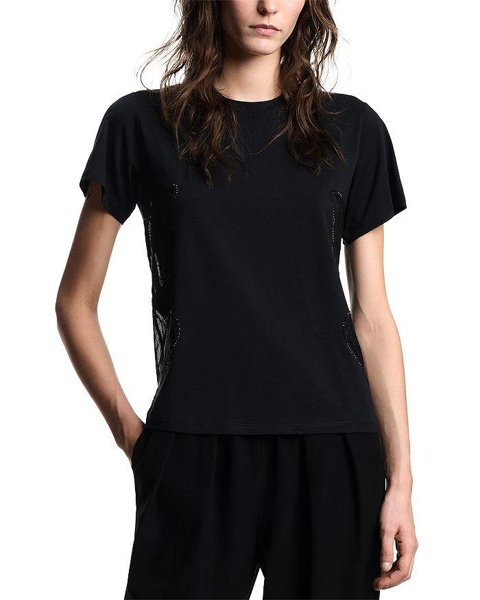 Emporio Armani Rhinestone Tulle Inset Tee