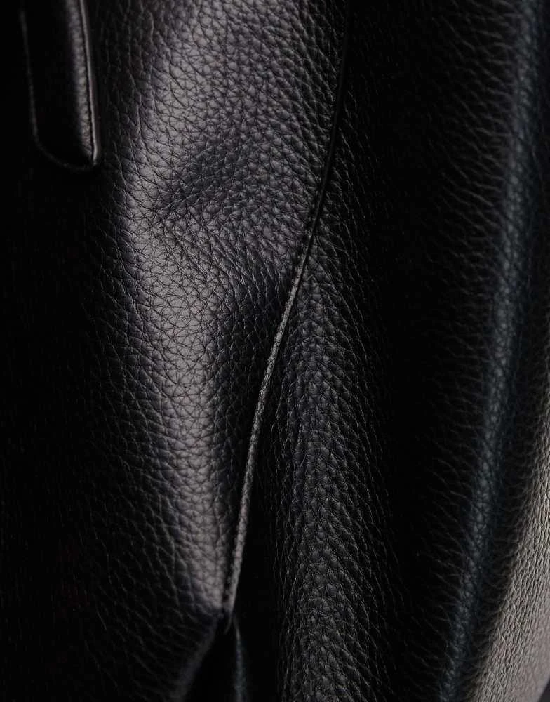 ASOS ASOS DESIGN textured tote bag with pinched corners in black 4