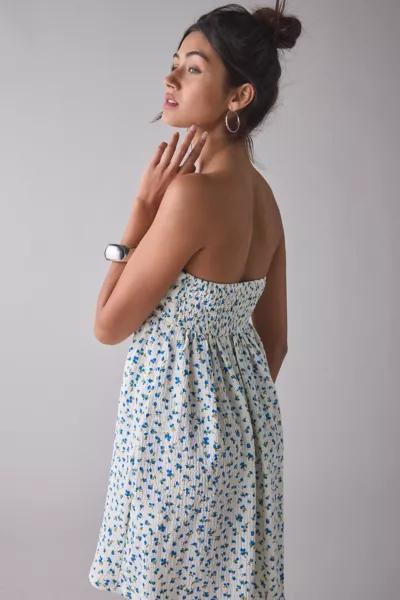 Kiss The Sky Kiss The Sky Ditsy Floral Strapless Babydoll Mini Dress