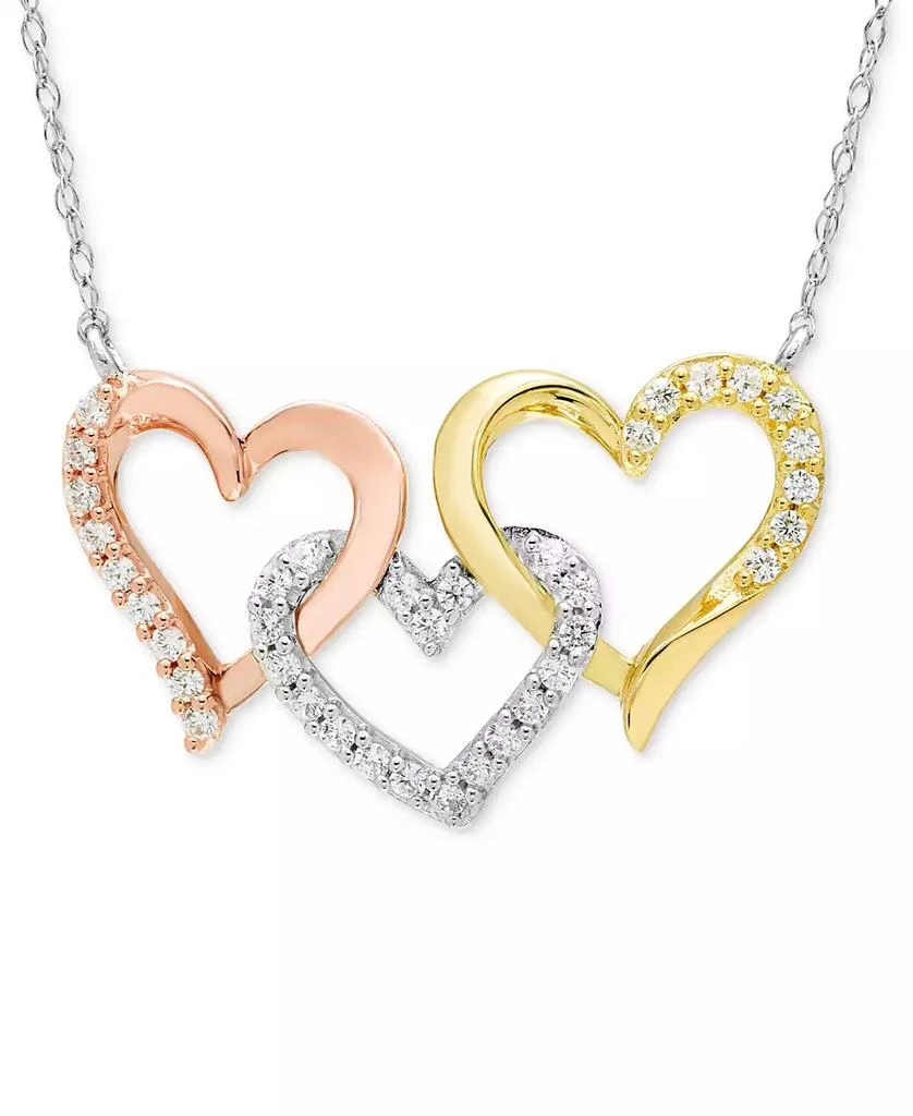 Macy's Diamond Heart 18" Statement Necklace (1/4 ct. t.w.) in 14k Tri-Color Gold 1