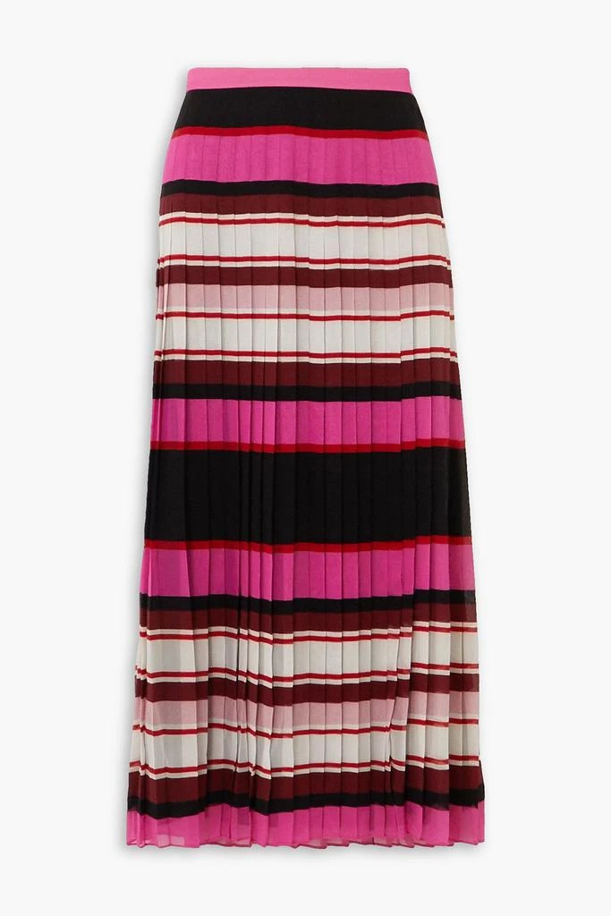 Valentino Pleated striped silk-georgette midi skirt 1